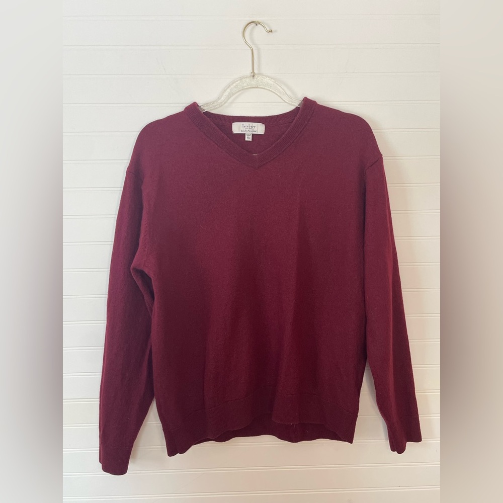 Turnbury 100% Extra Fine Merino Wool Red Burgundy Women’s Sweater Size XL